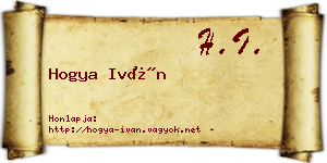 Hogya Iván névjegykártya